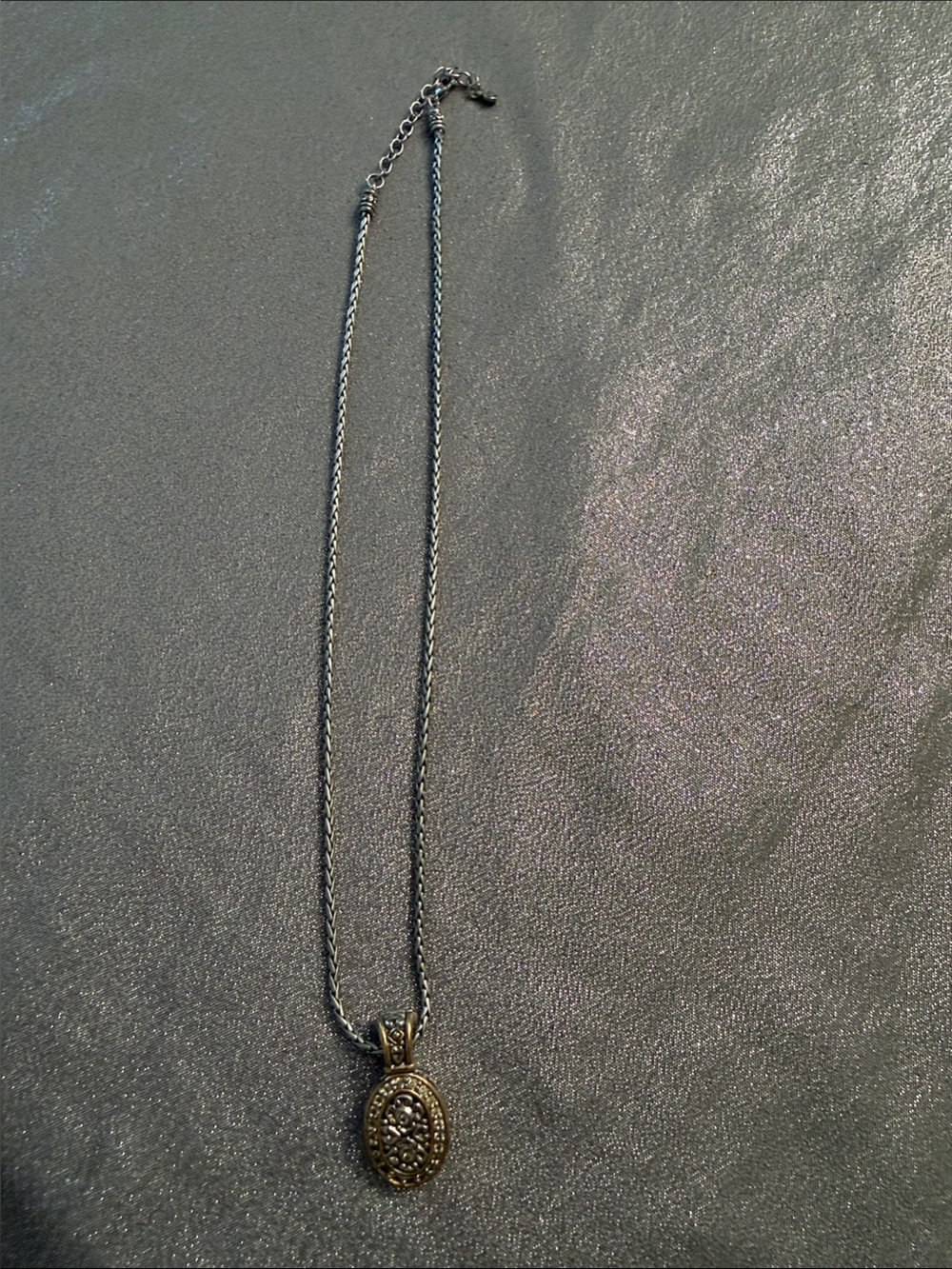 John Medeiros Oval Slider-Style Necklace in Silver Tone and Yellow Gold overlay